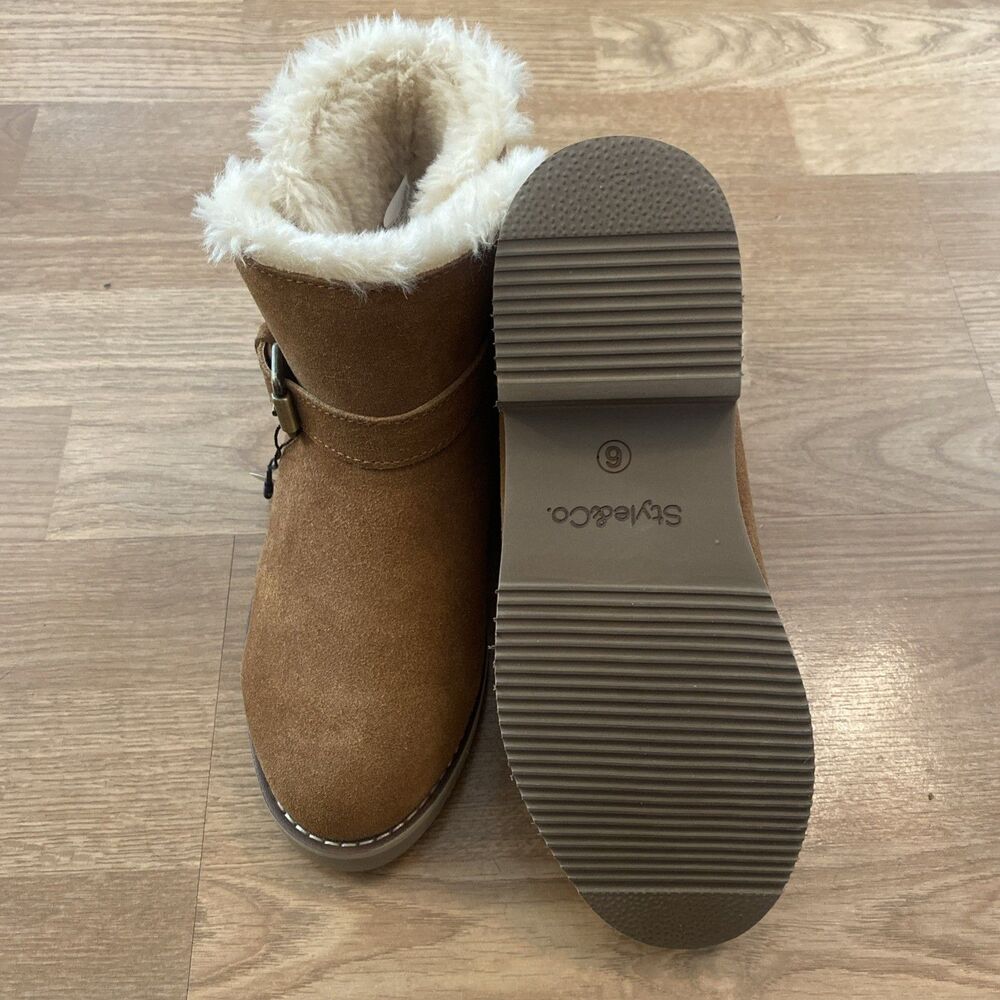 Style & Co Korri Pull-On Buckled Cold Weather Booties Chestnut Size 6M NIB - Picture 9 of 11